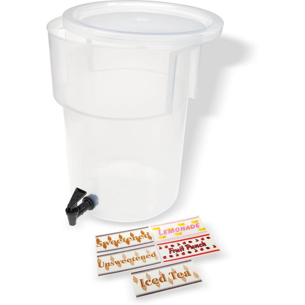 5 Gal. Polypropylene Beverage Dispenser with Lid and Faucet See-Thru - Hercitys