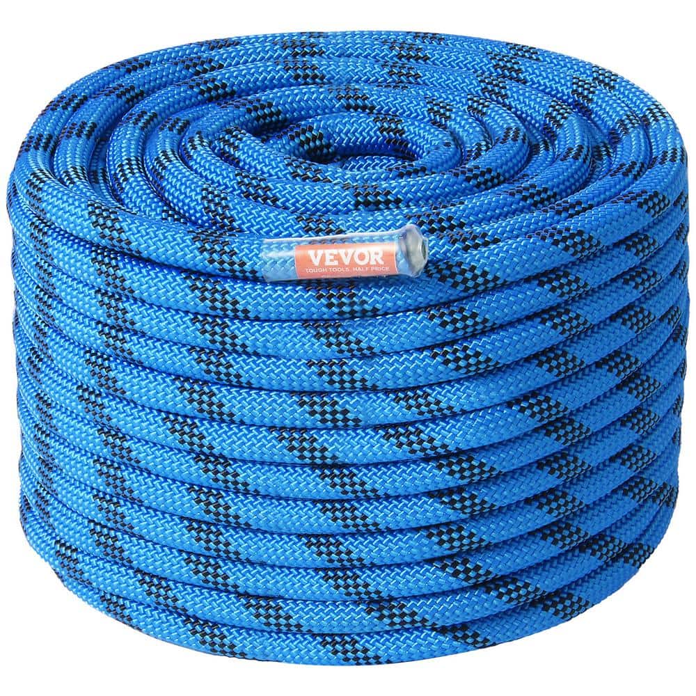12.7 mm Static Climbing Rope, 38 m, 125 ft. Outdoor Rock Climbing Rope 30 KN Breaking Tension, Fiber Rope, Blue - Hercitys