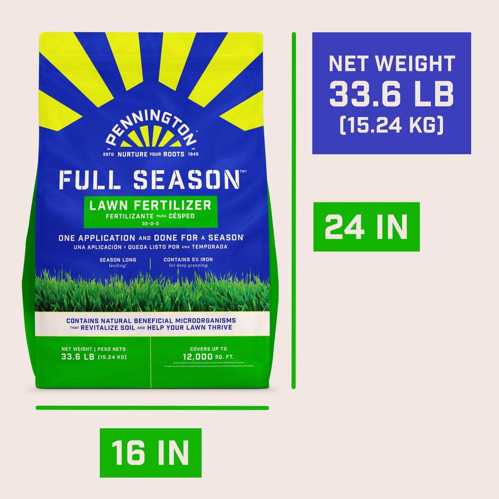 33.6 lbs. 12,000 sq. ft. Full Season Lawn Fertilizer Granules 32-0-5 - Hercitys