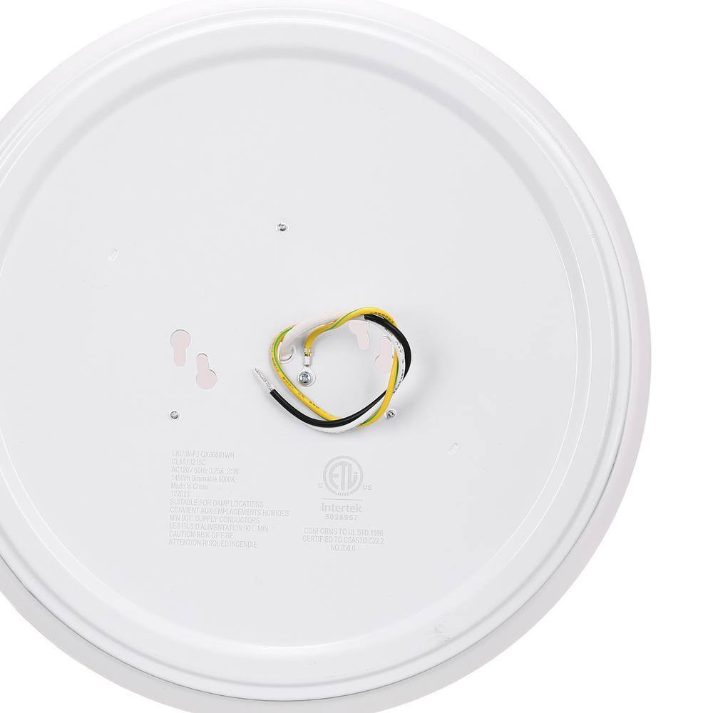 13 in. ETL White 5CCT Dimmable 15/18/21-Watt Integrated LED Flush Mount Ceiling Light with White Shade - Hercitys