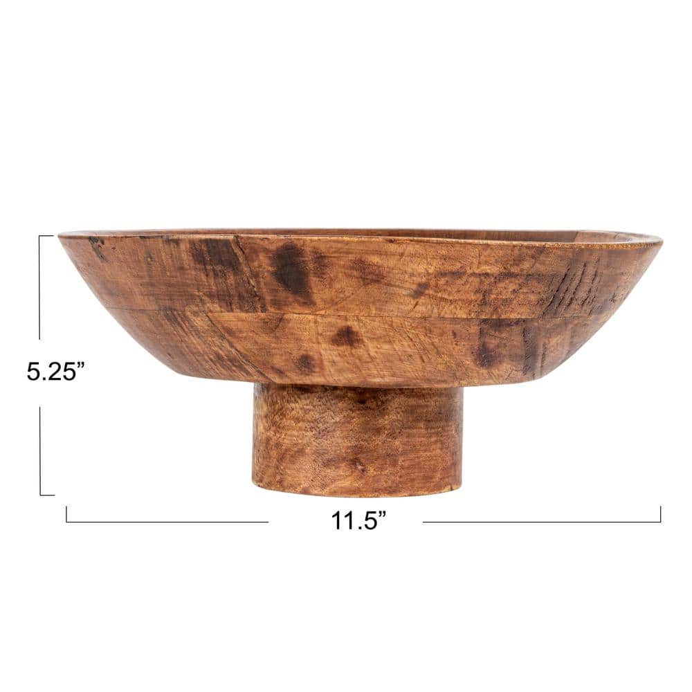 218 fl. oz. 11.5 in. Natural Brown Mango Wood Serving Bowls (Set of 1) - Hercitys