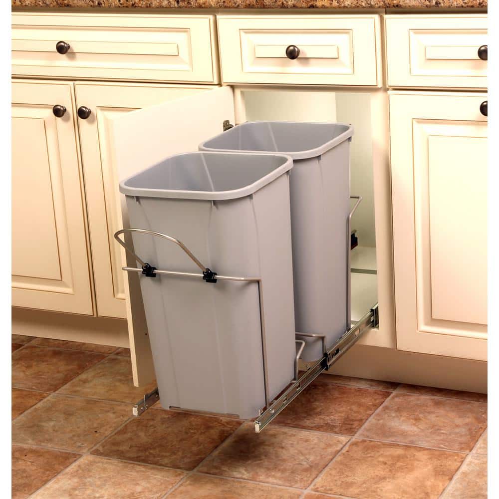 22.5 in. x 13.5 in. x 11.75 in. In Cabinet Pull Out Soft-Close 27 Qt. Trash Can - Hercitys