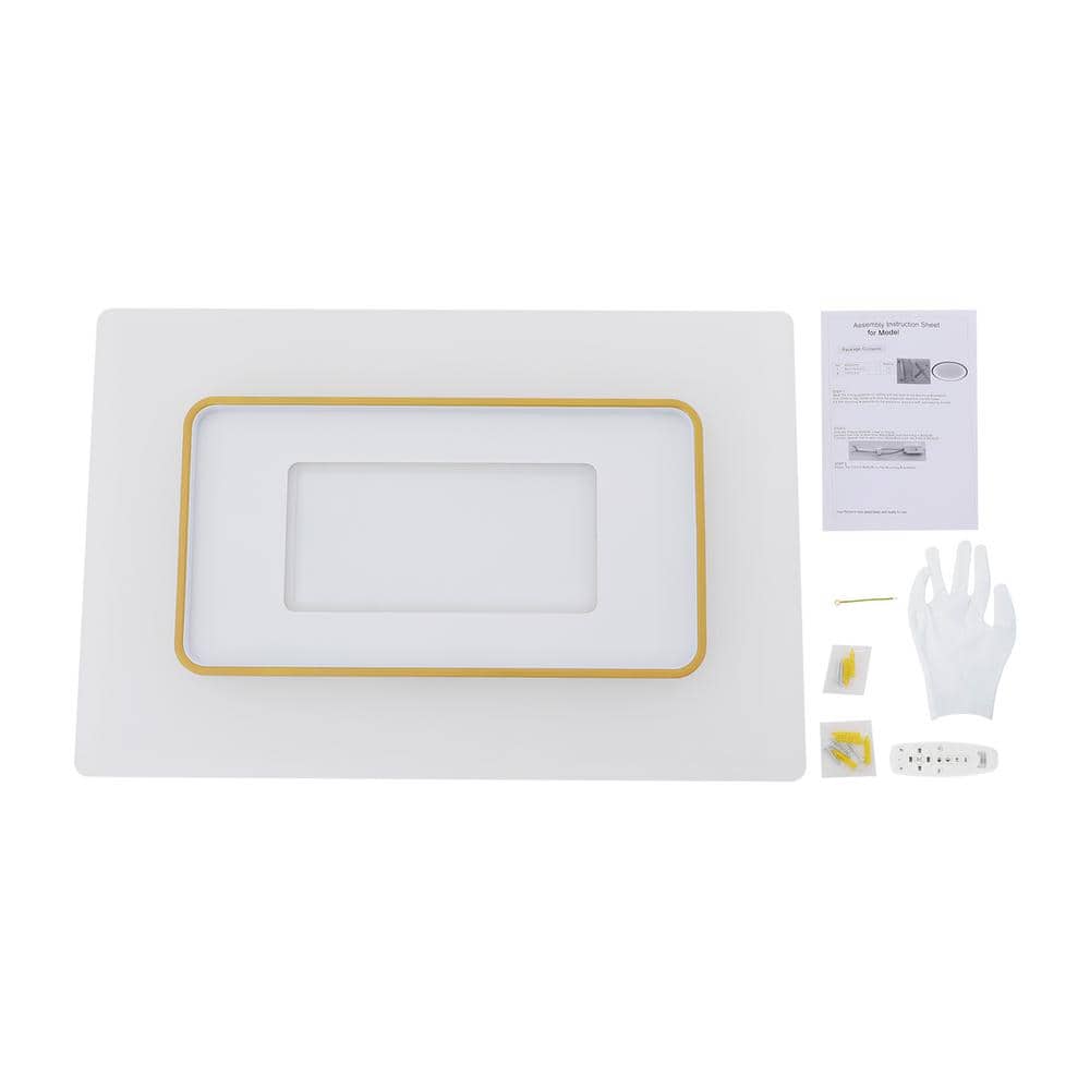 35.43 in. 1-Light White Modern Creative Wave Design Dimmable Selectable LED Flush Mount Ceiling Light with Remote - Hercitys