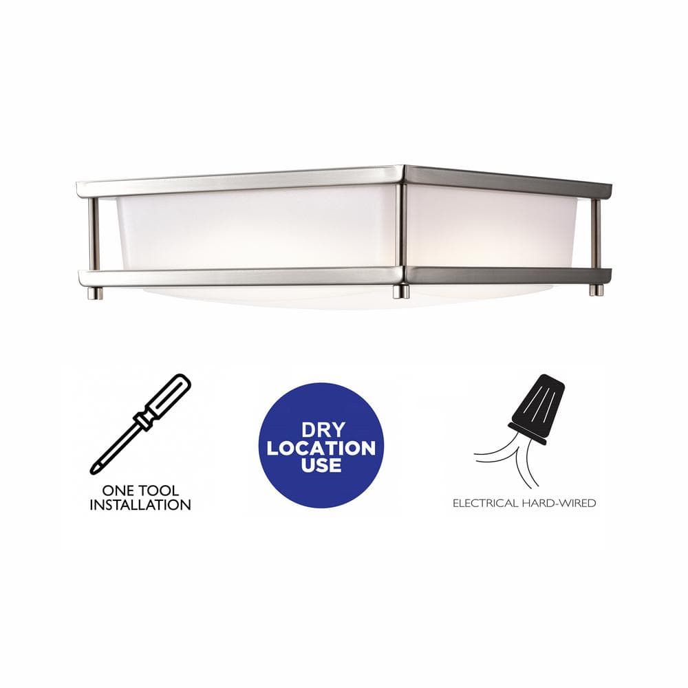 15.75 in. Brushed Nickel Dimmable 23-Watt Selectable LED Flush Mount Ceiling Light 3000K 4000K 5000K - Hercitys