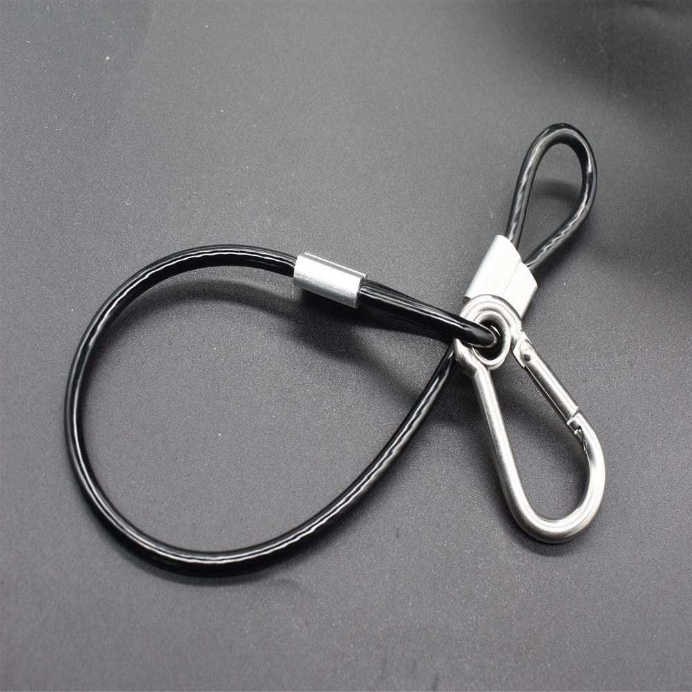 10 Pcs 1FT Vinyl Coated Stainless Steel Wire Cable Lanyard 4mm Thickness with Loops and Carabiner Hook Black - Hercitys
