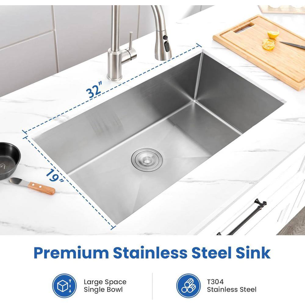 18-Gauge 304-Stainless Steel 32 in. Undermount Bar Sink Kitchen Sink - Hercitys