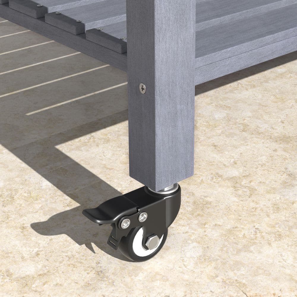 47 in. L x 23 in. W x 33 in. H Cedar Wood Raised Garden Bed with 4 Swivel Wheels and Liner, Gray - Hercitys