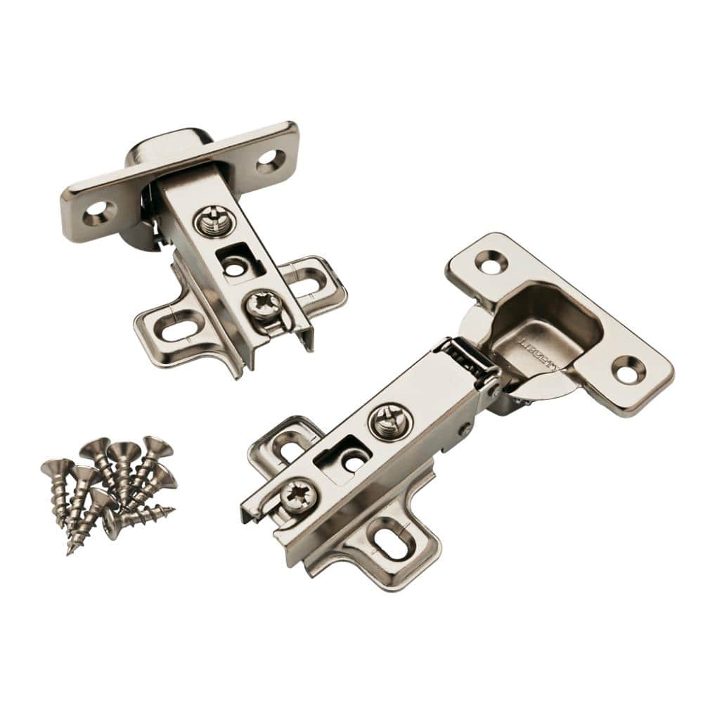 5 Pair Framelesss 35 mm 110-Degree Full Overlay Nickel Cabinet Hinge (10 Pieces) - Hercitys