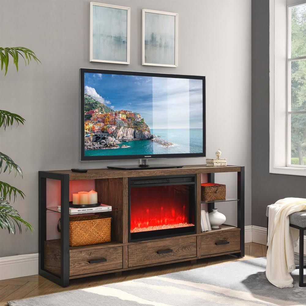 23 in. Wall Mount Electric Fireplace Insert in Black with Tempered Glass, Remote Control, Timer - Hercitys