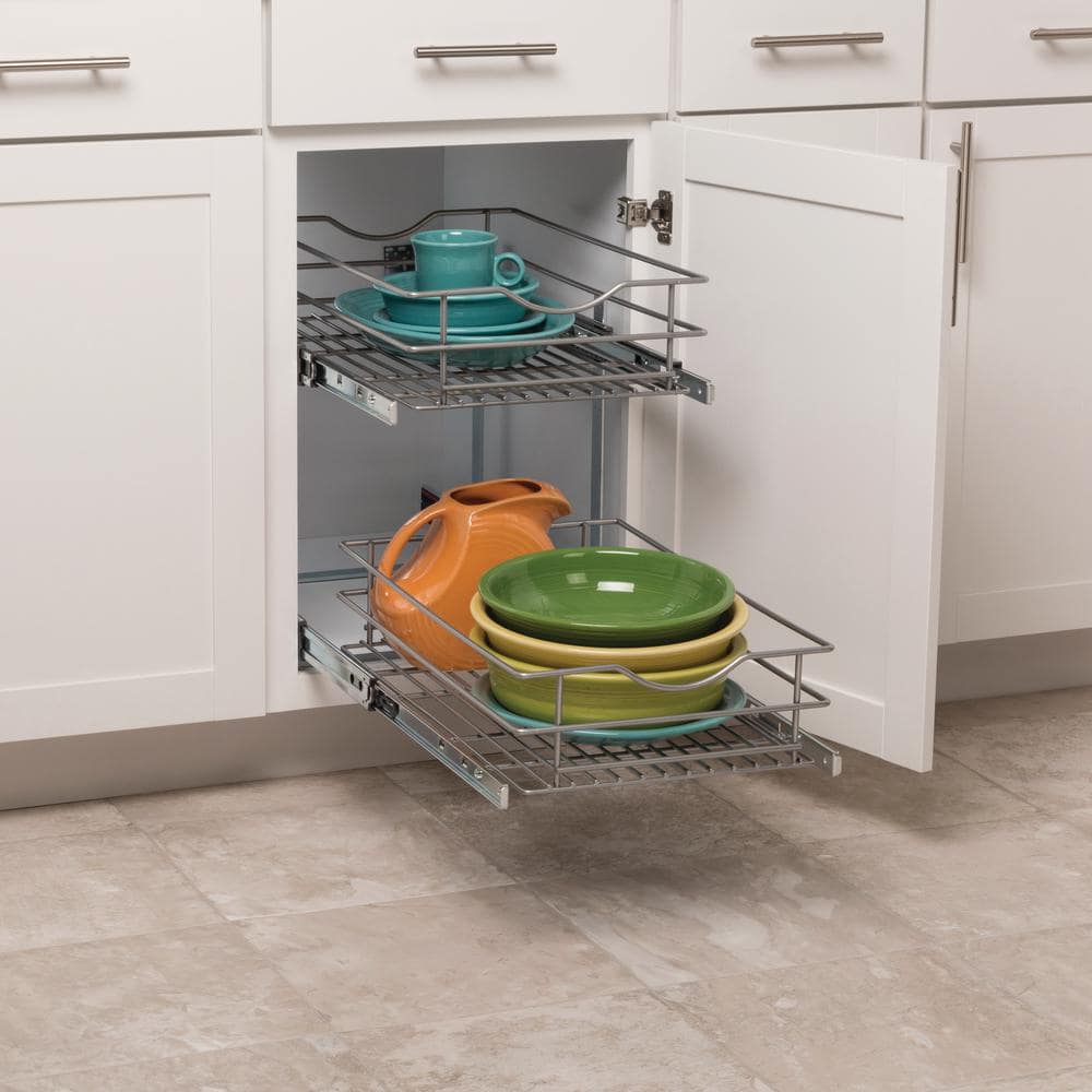 14 in. Double Tier Wire Soft-Close Pullout Baskets - Hercitys