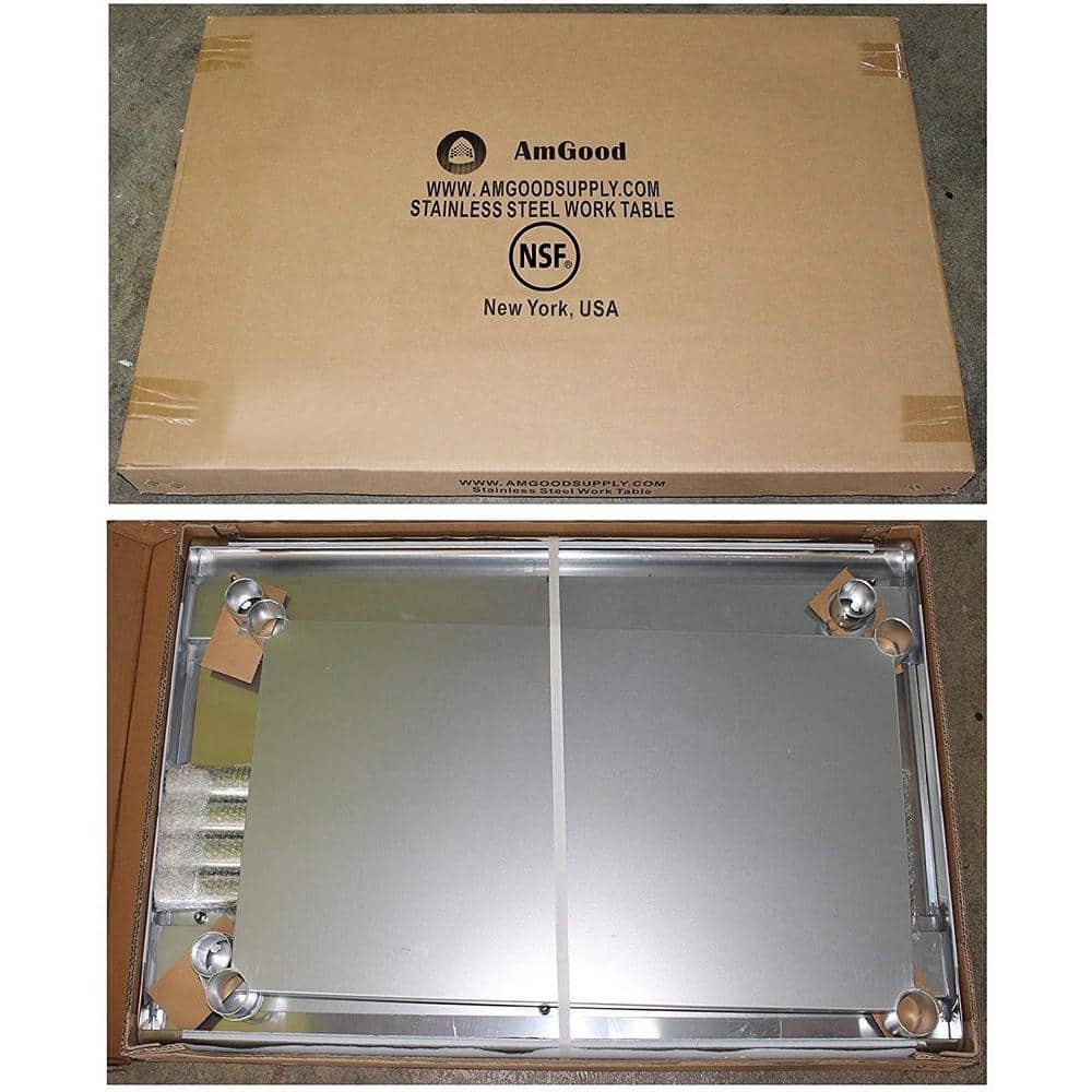 30 in. x 18 in. Stainless Steel Kitchen Utility Table with Adjustable Bottom Shelf - Hercitys