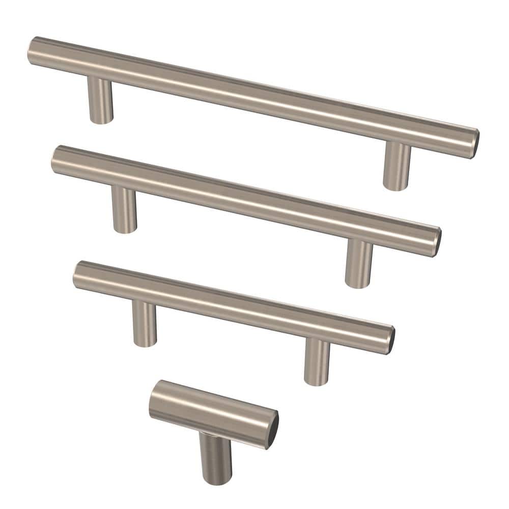 (30-Pack) Simple Bar 1-1/4 in. (32 mm) Modern Stainless Steel T-Shaped Bar Cabinet Knobs - Hercitys