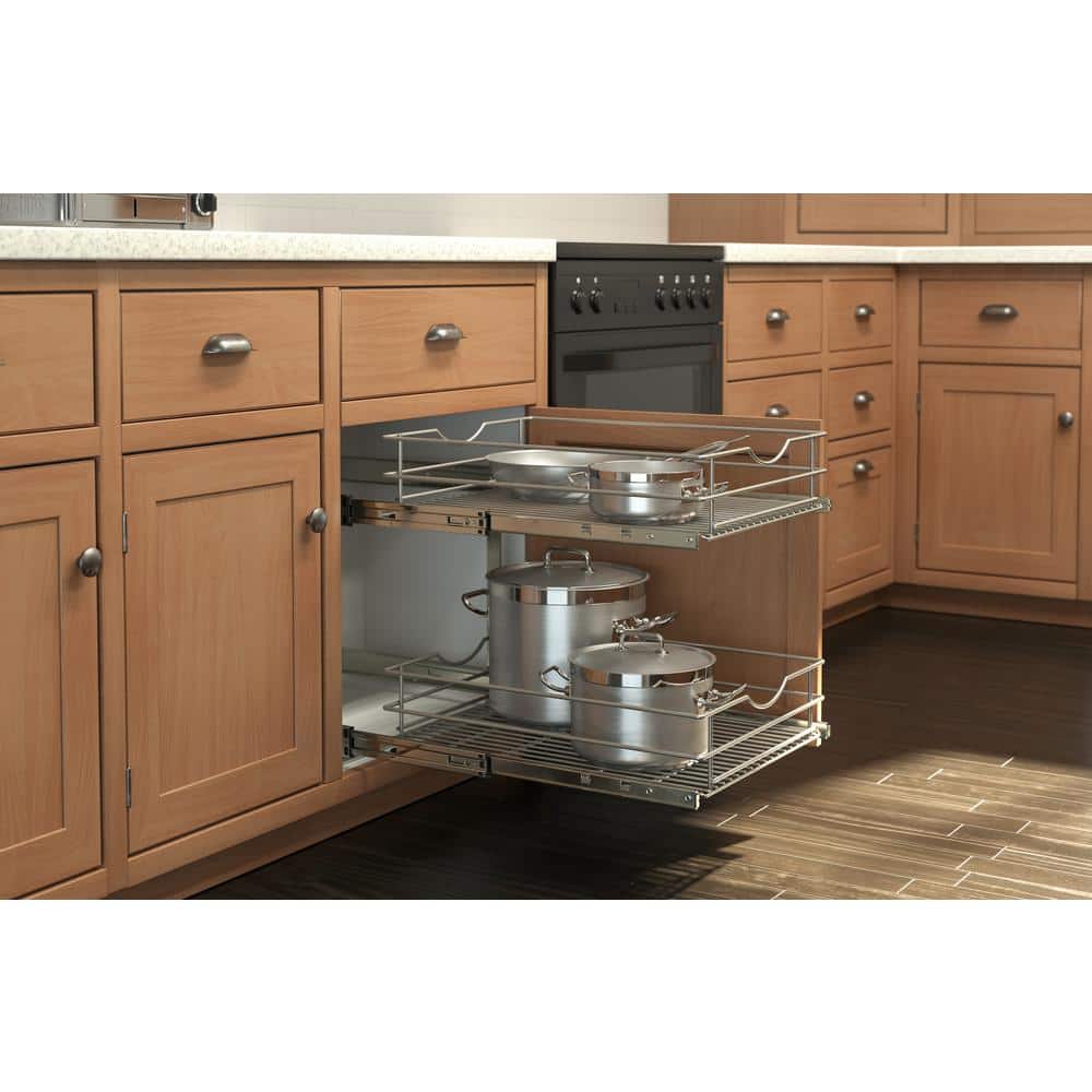 17 in. Double Tier Wire Soft-Close Pullout Baskets - Hercitys