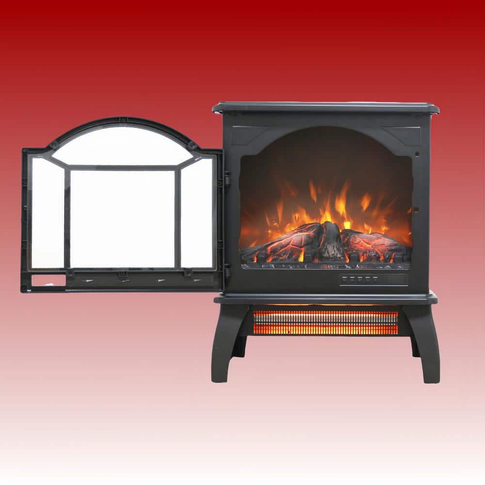 1500-Watt Antique Black 3D Electric Radiant Cabinet Infrared Space Heater with Remote Control and Auto Shut Off - Hercitys