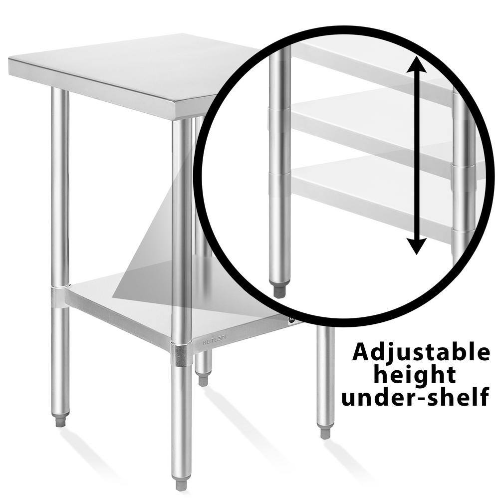 30 in. x 18 in. Stainless Steel Kitchen Prep Table with Bottom Shelf - Hercitys