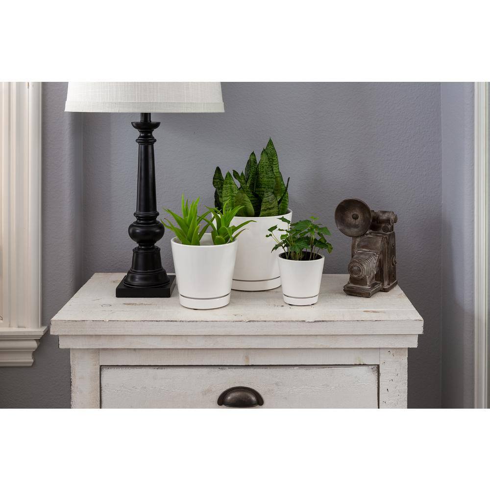 4.4 in. Piedmont Small White Ceramic Planter (4.4 in. D x 4.2 in. H) with Drainage Hole Decorative Pots (2-Pack) - Hercitys