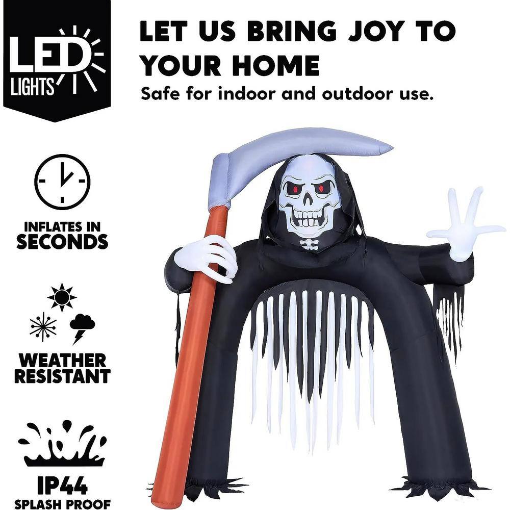 10.5 FT Black Halloween Inflatable Grim Reaper Archway made of Polyester - Hercitys