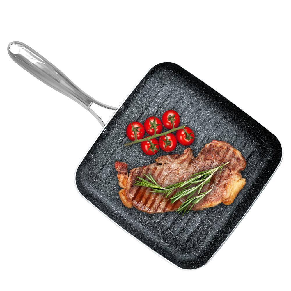 10.5 in. Aluminum Ultra-Durable Non-Stick Diamond Infused Grill Pan - Hercitys