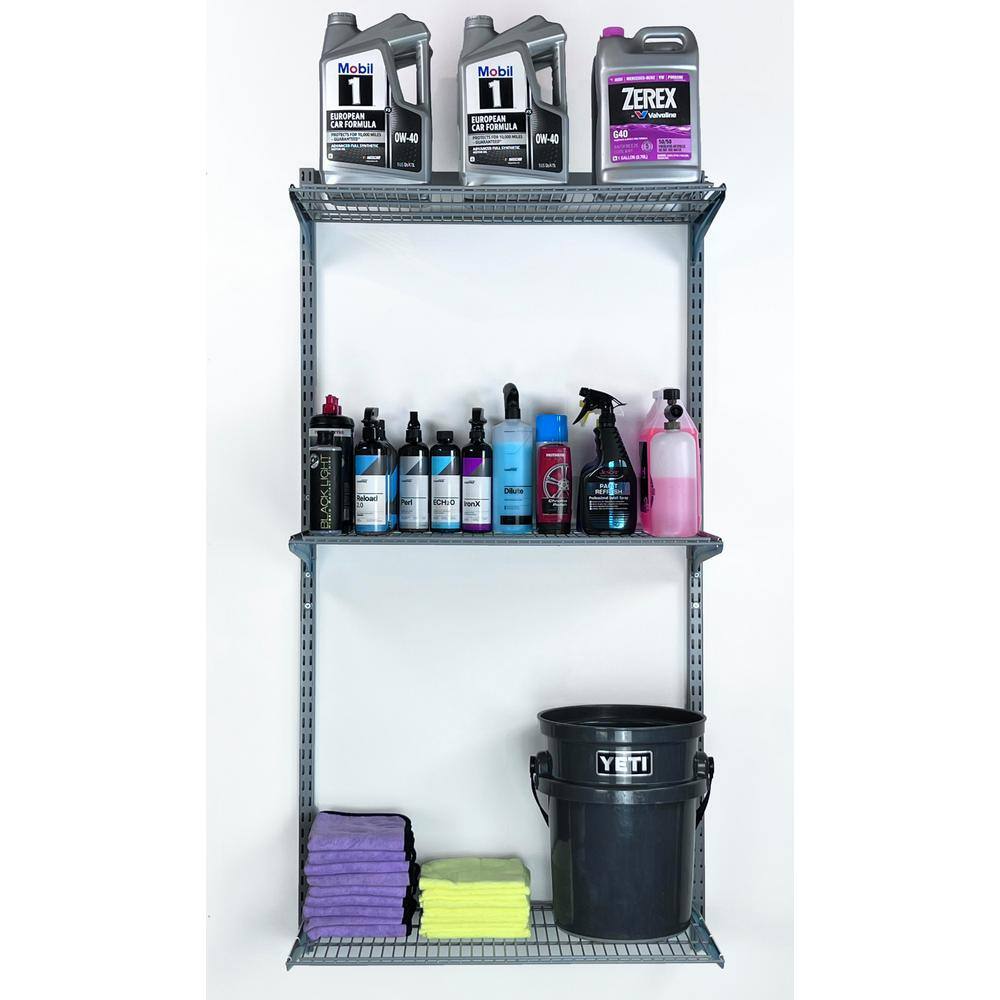 16 in. x 63 in. Steel Garage Wall Shelving in Gray - Hercitys
