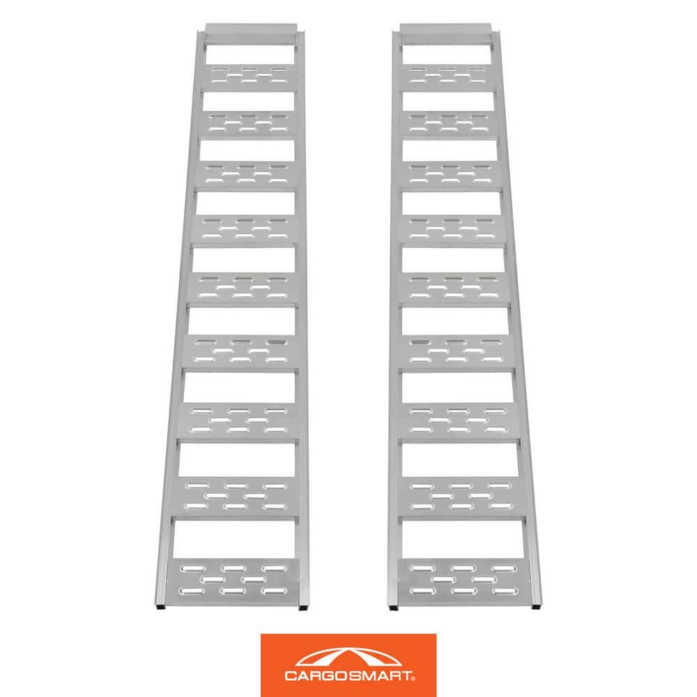 12 in. W x 78 in. L 1250 lbs. Capacity Aluminum Straight Fixed Truck Loading Ramp with Treads (Includes 2 Ramps) - Hercitys
