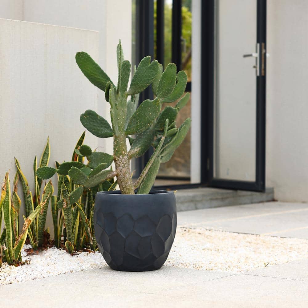 14.6 in. x 14.6 in. Black Ceramic Individual Pot - Hercitys
