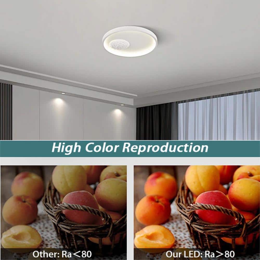 31 in. 1-Light White Flush Mount with No Glass Shade and No Bulbs Included 1-Pack - Hercitys