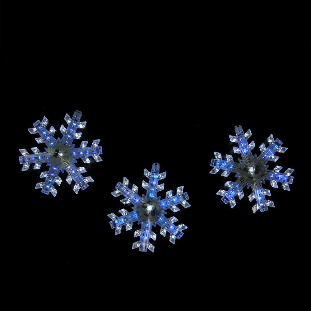 2.08 ft. 3-Light Cascading Blue and White Snowfall LED Snowflake Christmas Lights - Hercitys