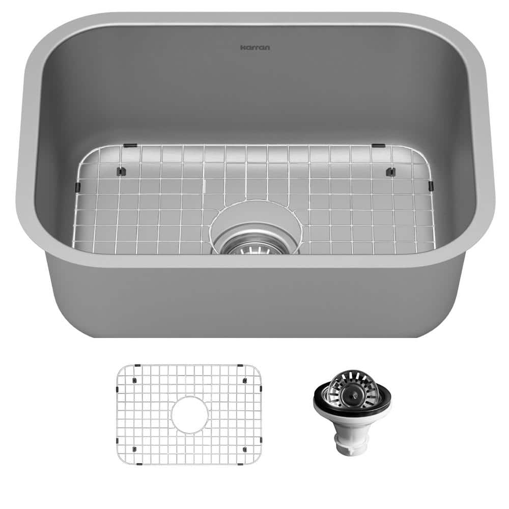 18-Gauge Stainless Steel 23 in. Single Bowl Undermount Kitchen Sink Kit - Hercitys