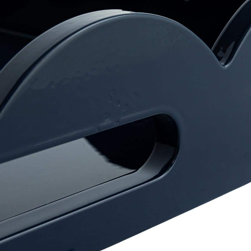 20.5 in. W x 2.6 in. H x 20.5 in. D Rectangle Wood Navy Blue Lacquered Scalloped Tray Serving Tray with Handles - Hercitys