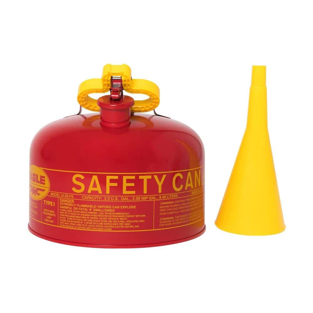 2.5 Gal. Capacity Red Galvanized Steel Type I Gasoline Safety Can with Funnel - Hercitys