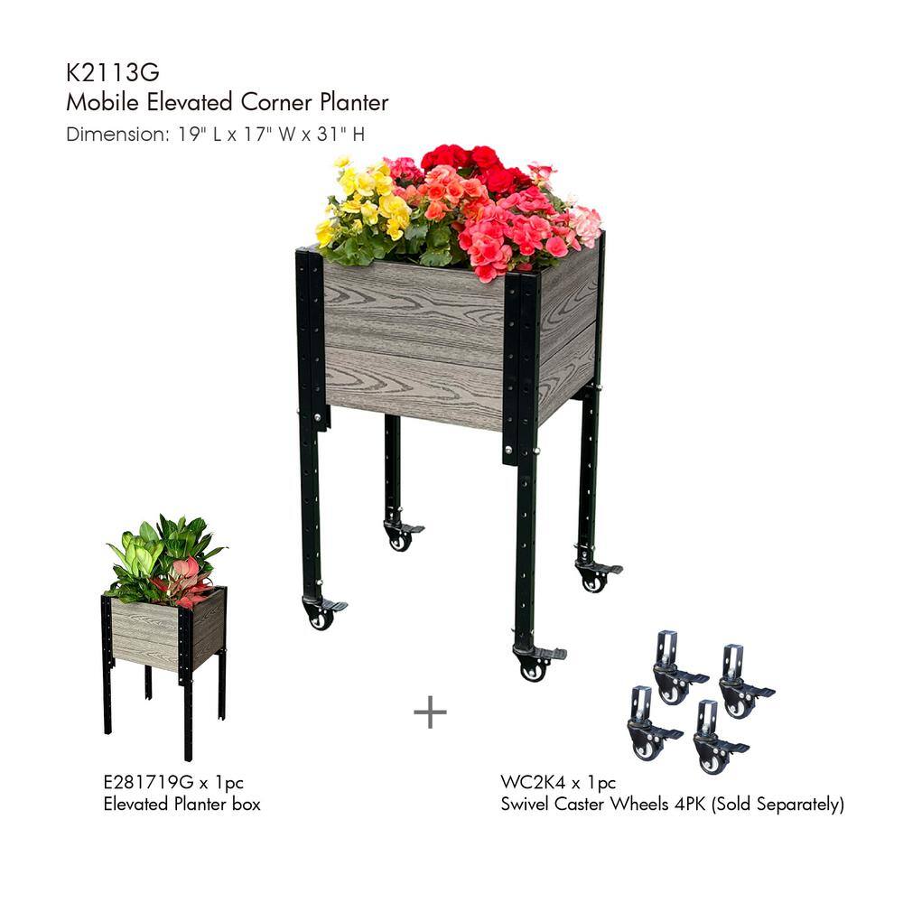 17 in. L x 19 in. W x 28 in. H Elevated Composite Planter Box in Grey - Hercitys