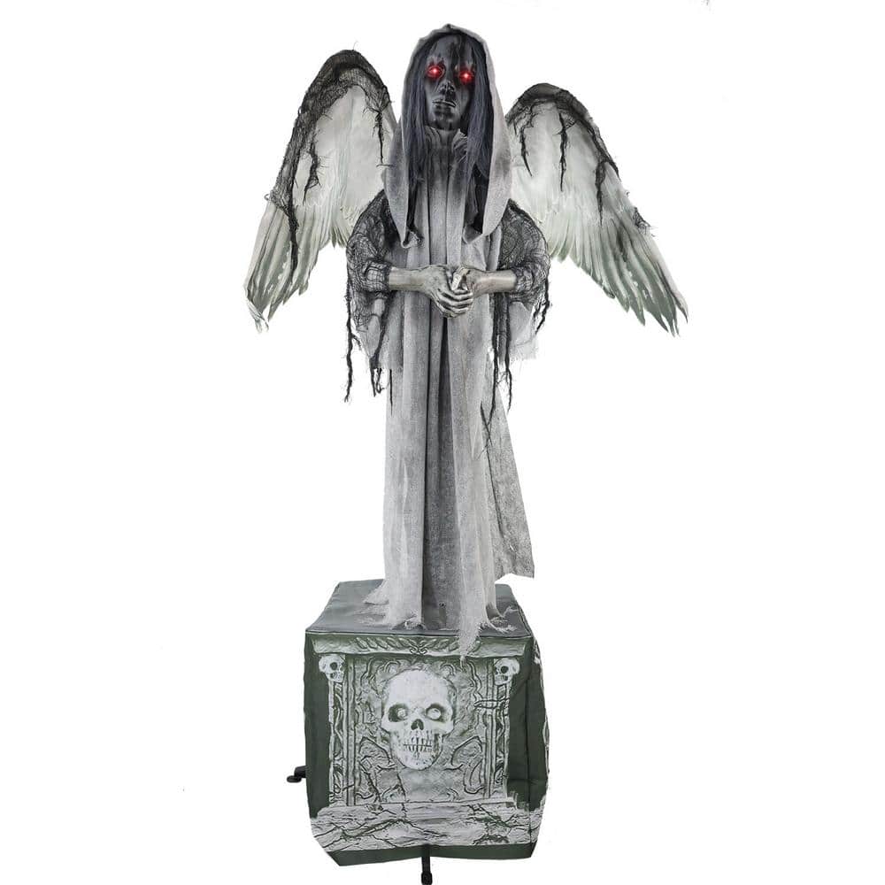 5.5 ft. Lifesize Animatronic Haunted Angel Statue Halloween Prop - Hercitys