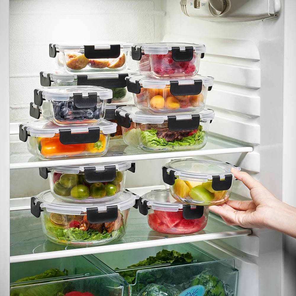 24-Piece Glass Food Storage Containers with Lids-Microwave, Dishwasher, and Oven Safe Meal Prep Containers - Hercitys