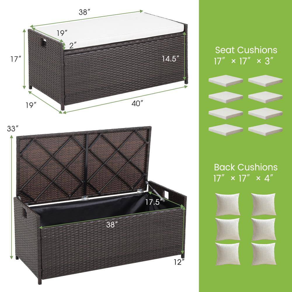 34 Gal. PE Rattan Deck Box with Seat Cushion - Hercitys