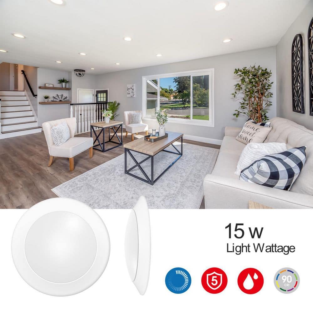 24-Pack 7.5 in. 90 CRI 3000K Warm White Dimmable Integrated LED Flush Mount Ceiling Light Disk Light - Hercitys