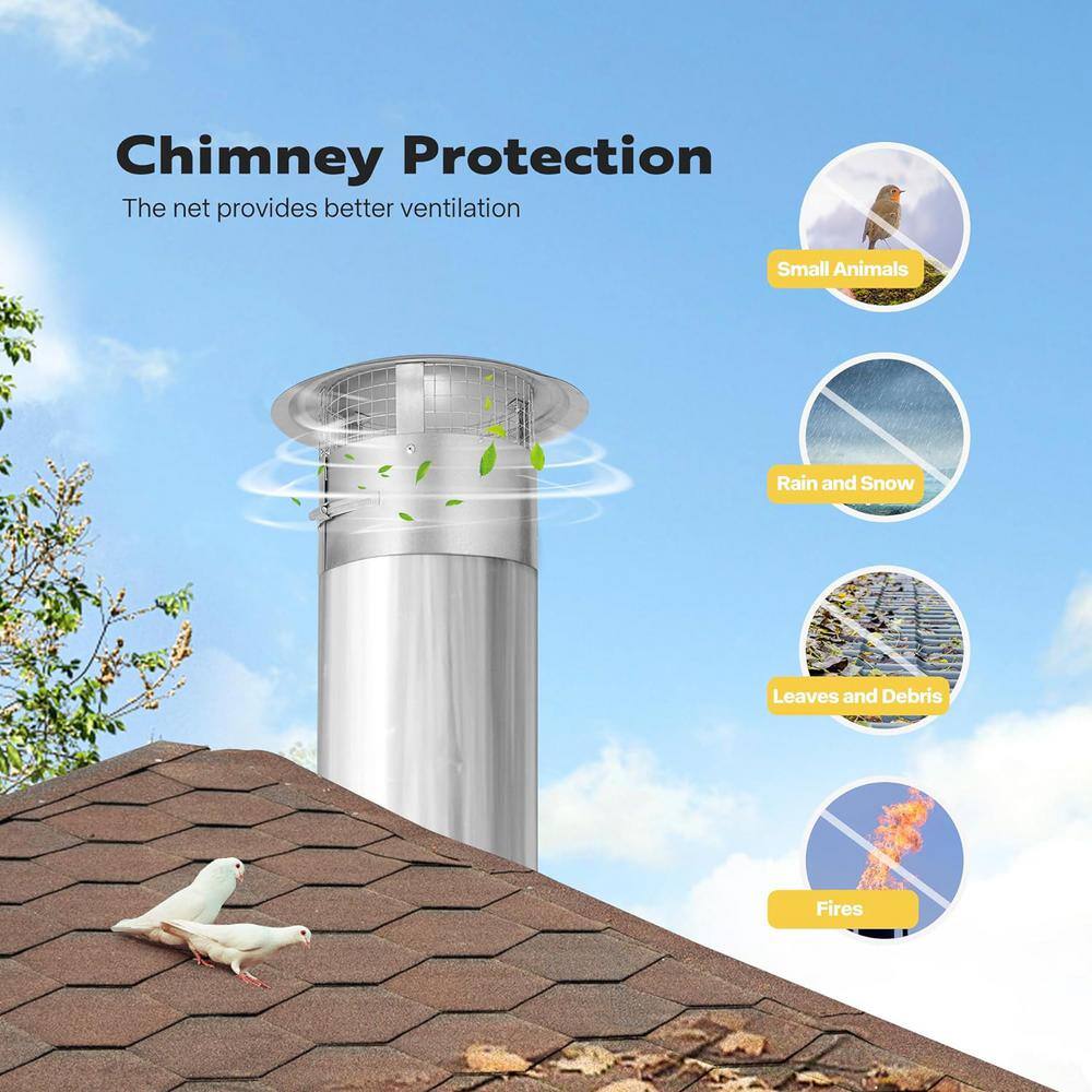 10 in. Round Adjustable Stainless Steel Chimney Cap with Screen - Hercitys