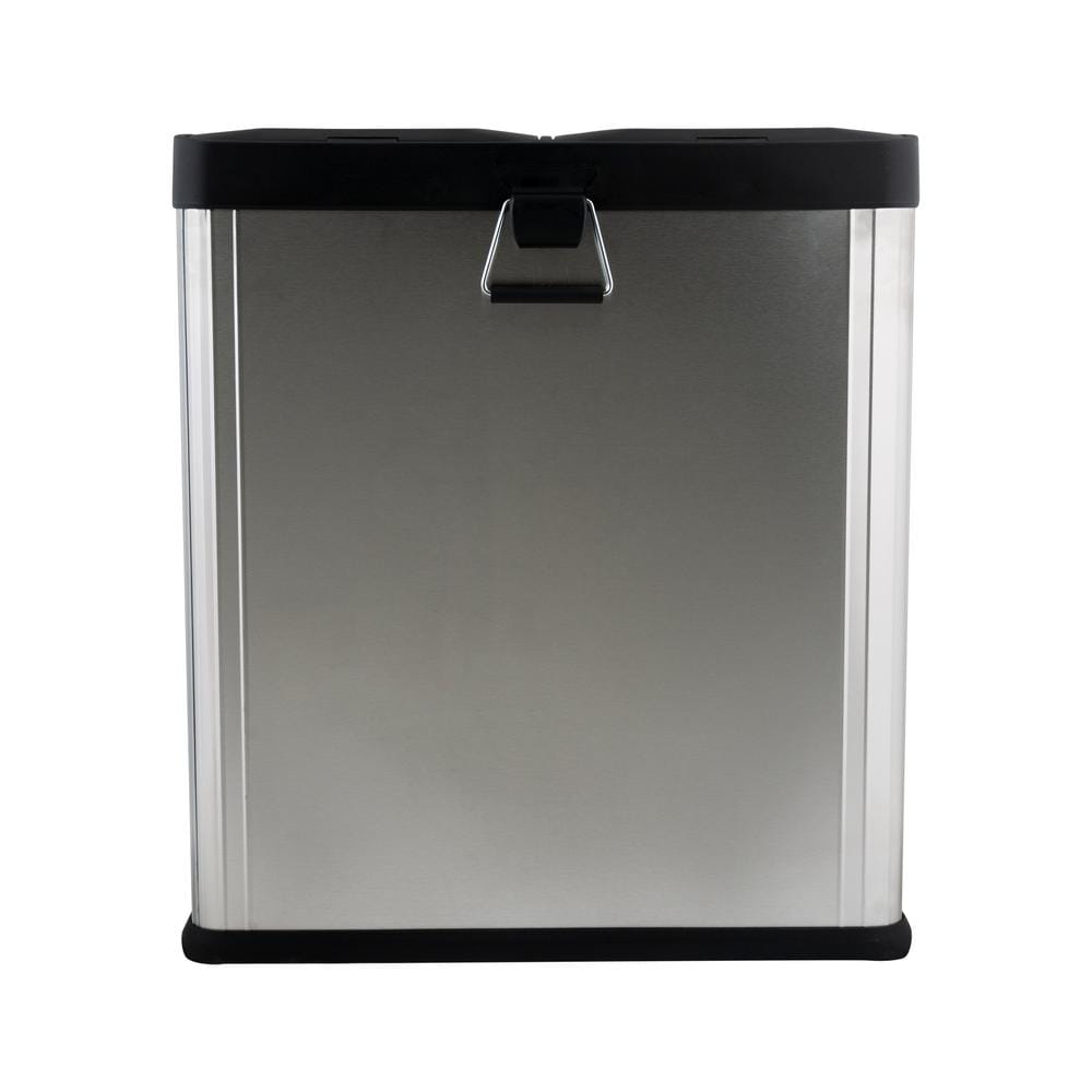 15.85 Gal. Stainless Steel 2-Compartment Touchless Recycle Bin Waste Containers - Hercitys