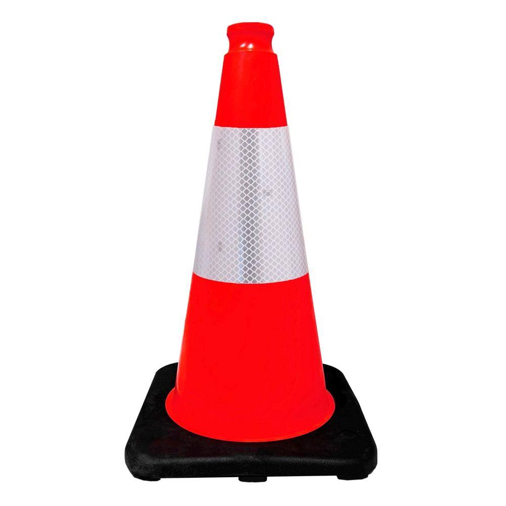 18 in. Orange Traffic Cone with Black Base with 6 in. Reflective Collar 3 lbs. - Hercitys