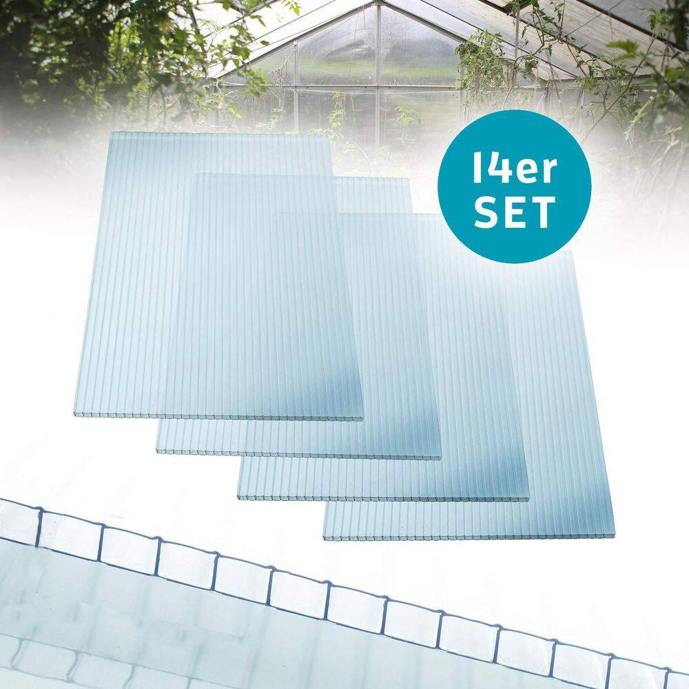 14-Piece 48 in. W x 24 in. D x 0.15 in. H Polycarbonate Clear UV Protected Anti-Drip Greenhouse Sheet - Hercitys