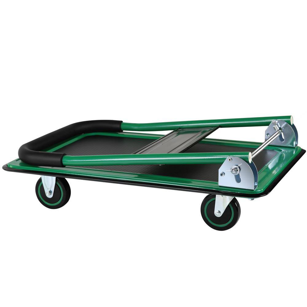 360 lbs. Capacity Easy-Move Foldable Metal Push Cart with 2 x Fixed and Wheels 2 x 360° Wheels - Hercitys