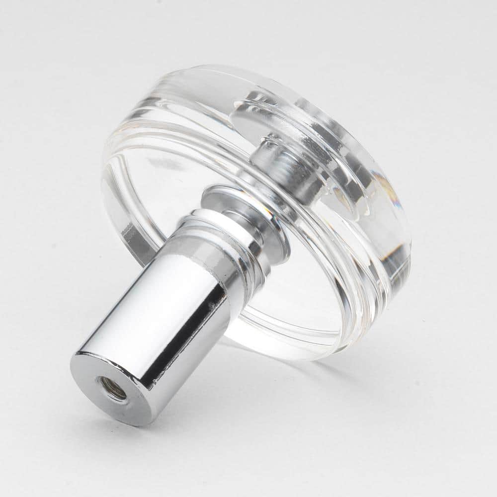 1-1/2 in. Polished Chrome Round Modern Crystal Acrylic Cabinet Knobs (10-Pack) - Hercitys