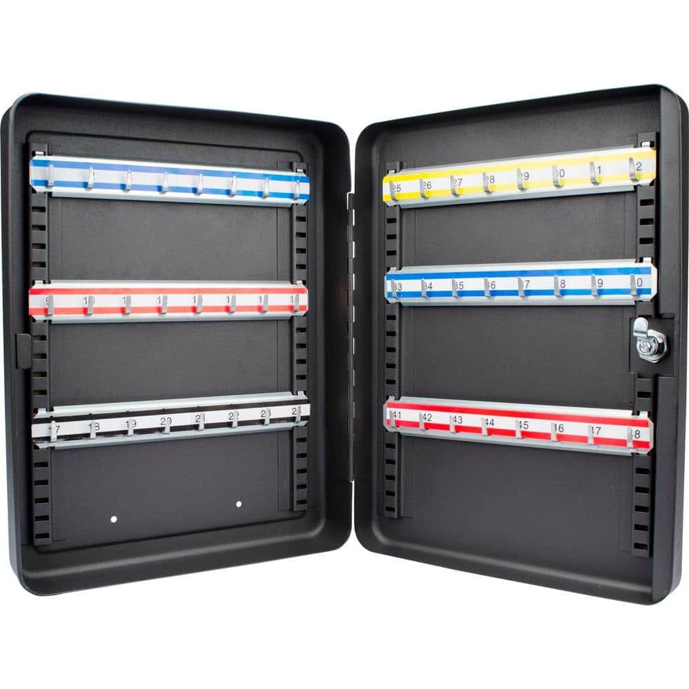 48-Position Steel Key Lock Box Safe with Key Lock, Black - Hercitys