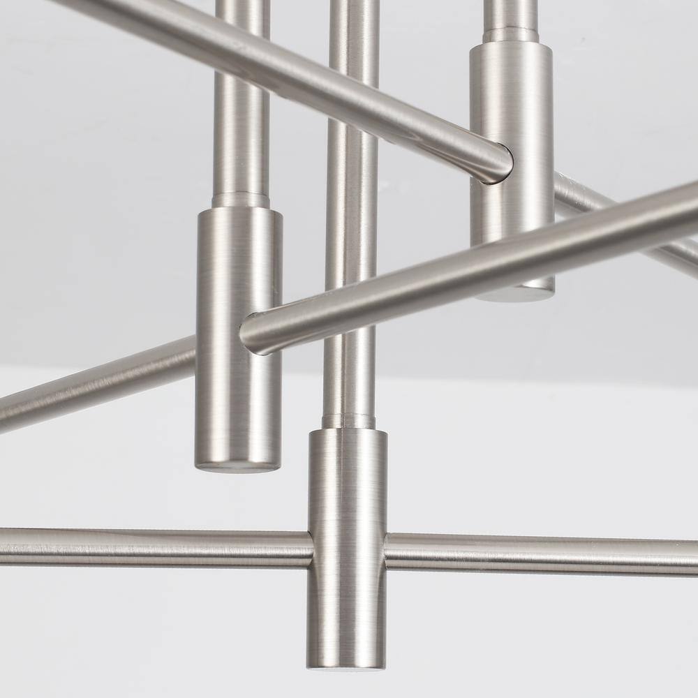 27.56 in. 6-Light Nickel Sputnik Semi- Flush Mount Ceiling Lights with 360°Rotatable Light Arm - Hercitys