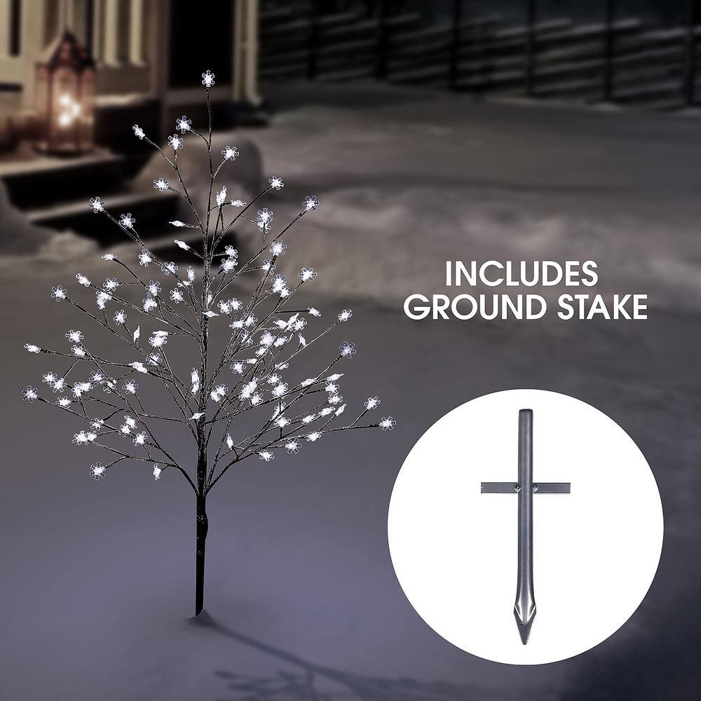 58 in. Tall Frosty Christmas Snowflake Tree with Cool White LED Lights - Hercitys