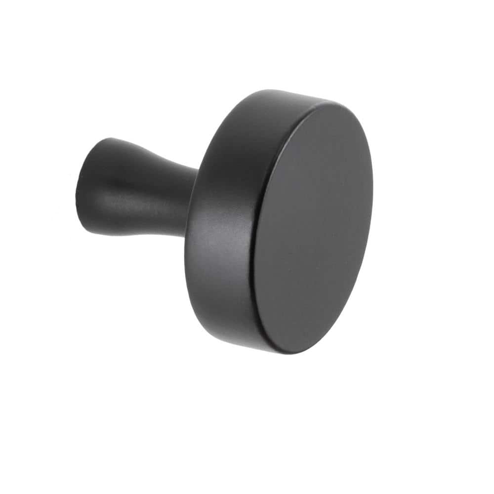 10-Pack The Perfect Knob 1-1/8 in. (29 mm) Classic Matte Black Round Cabinet Knob - Hercitys