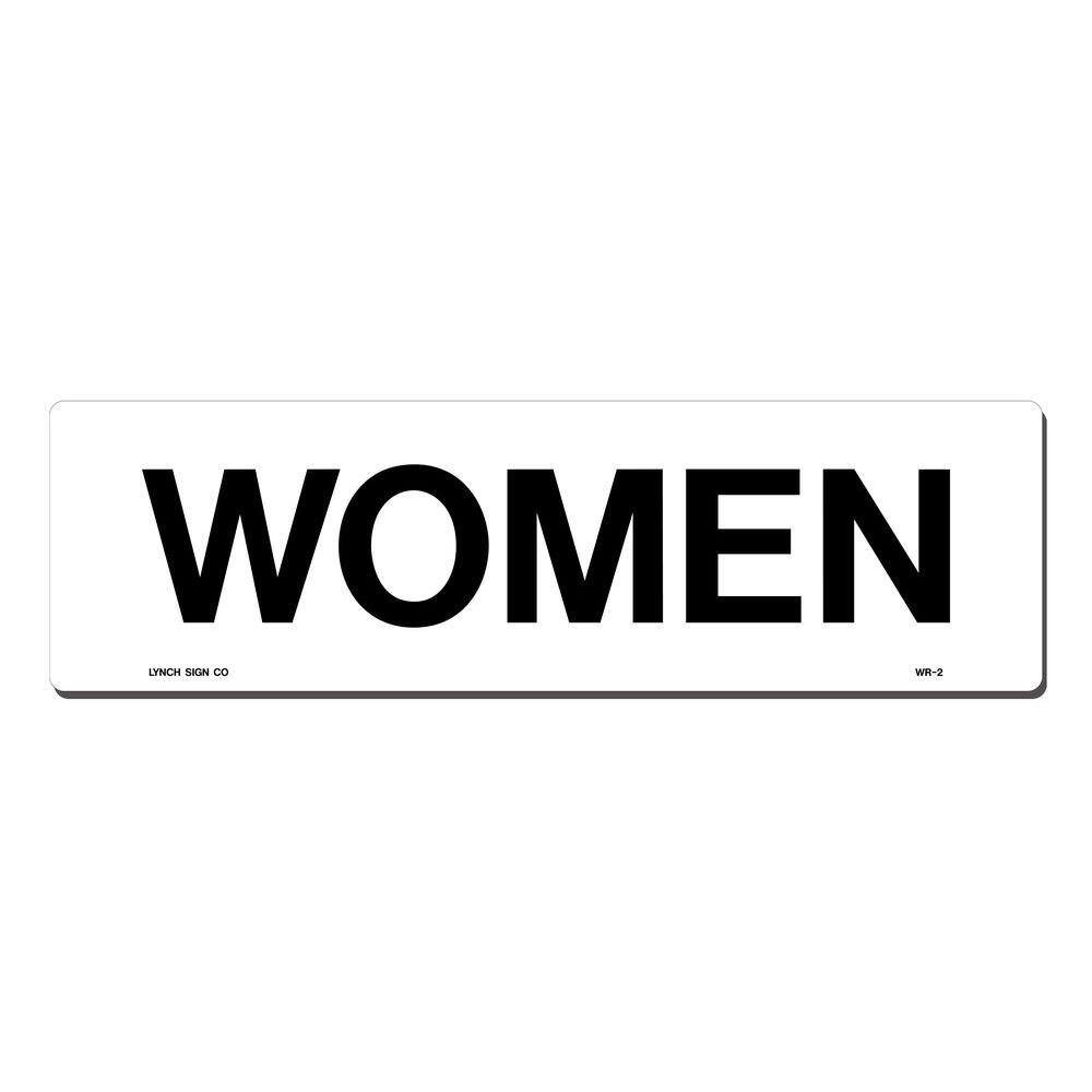 17 in. x 5 in. Black on White Plastic Women Sign - Hercitys