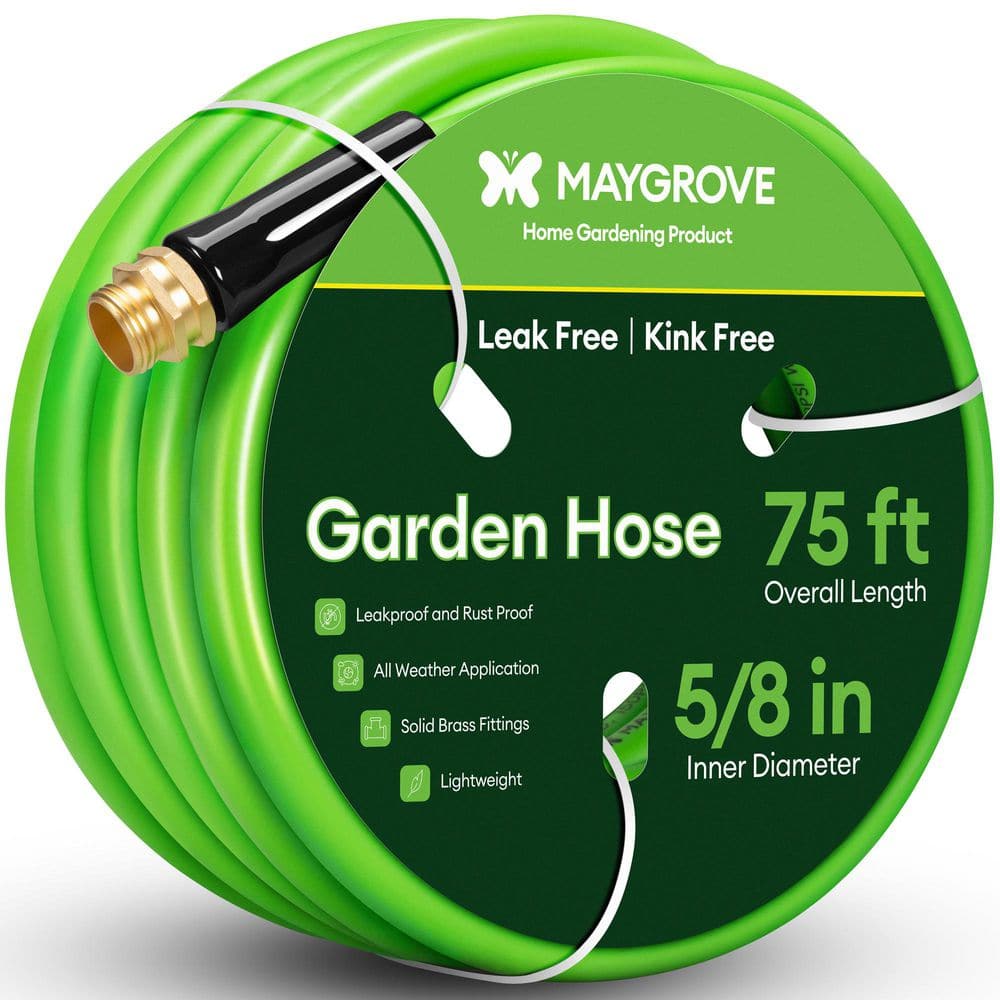 5/8 in. dia. x 75 ft. Heavy-Duty, Leakproof, Kink-Resistant Water Hose with Swivel Brass Fittings - Hercitys