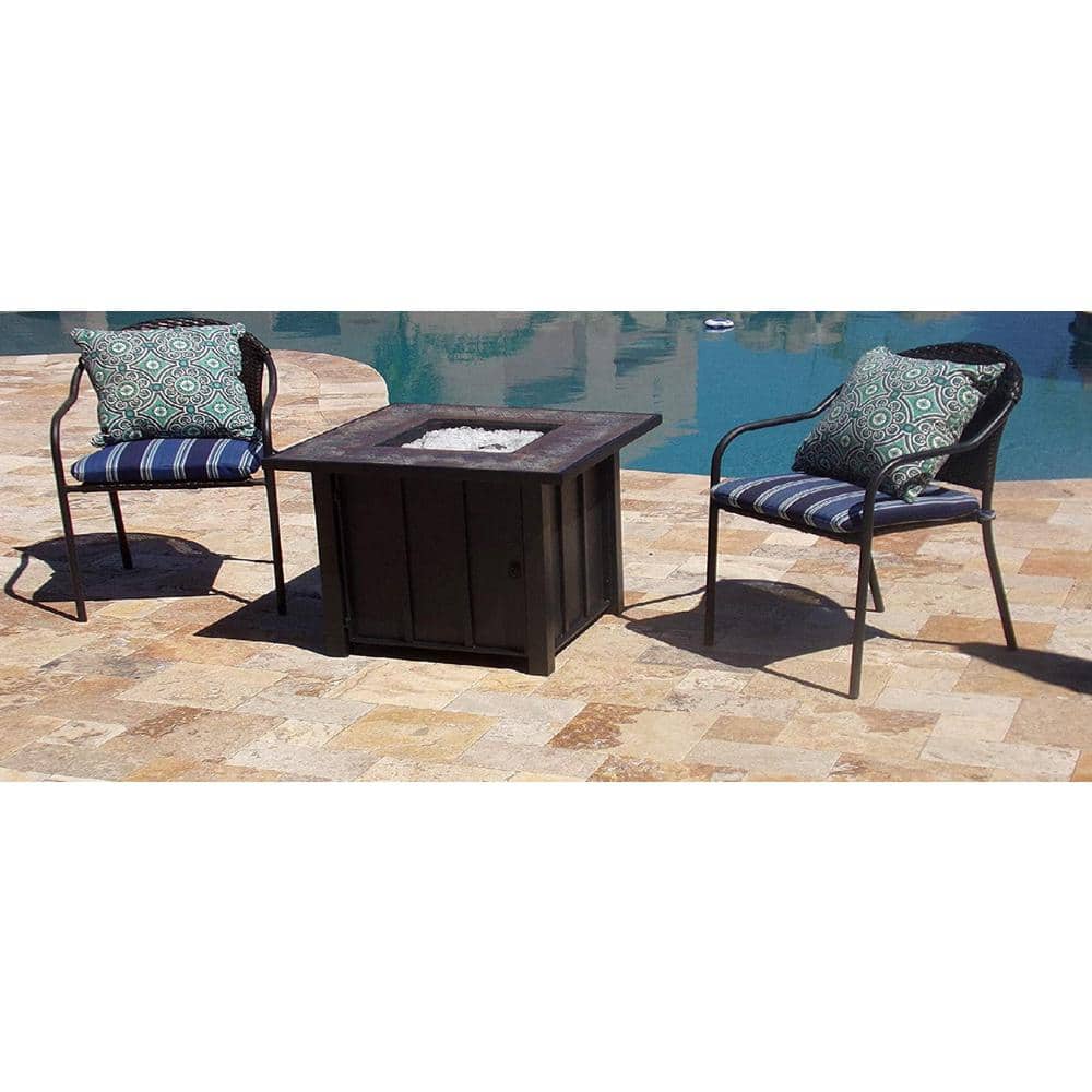 40,000 BTU 30 in. Square Brown Tile Top Propane Fire Pit - Hercitys