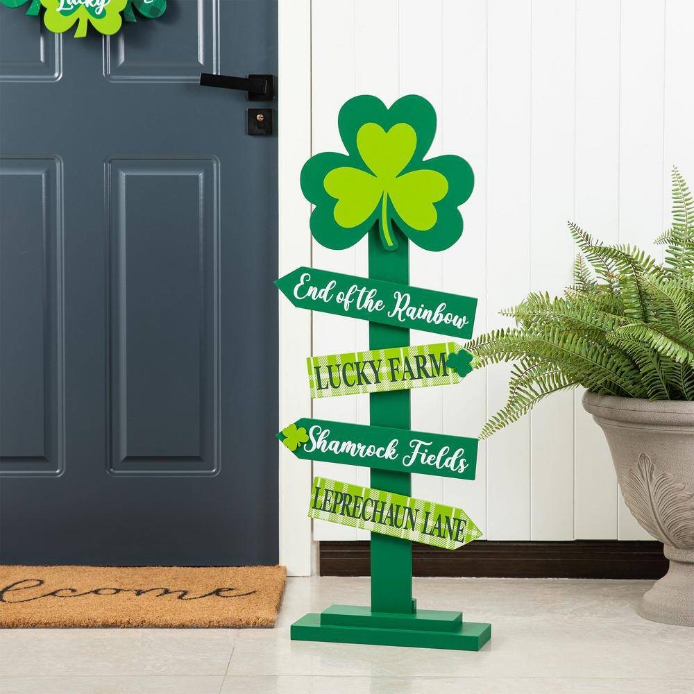 36 in. H St. Patrick’s Wood Shamrock Word Sign Porch Decor - Hercitys
