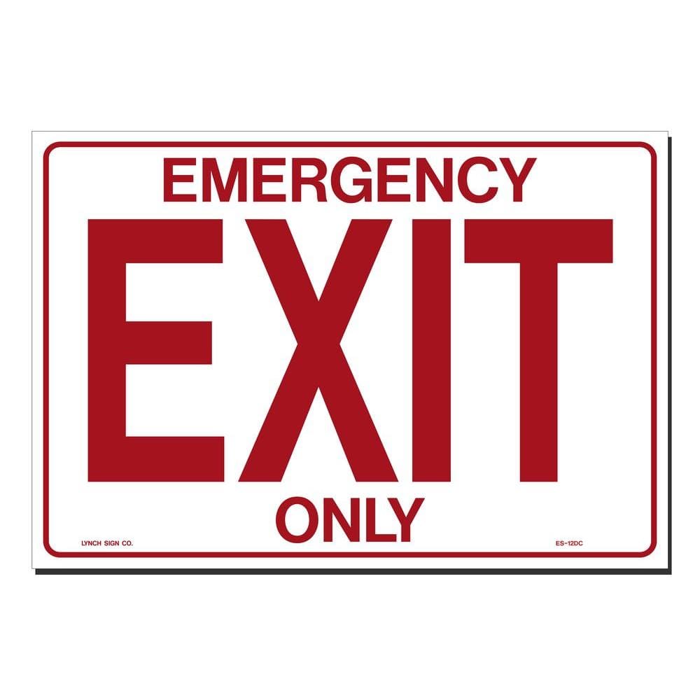 14 in. x 10 in. Decal Red on White Sticker Emergency Exit Only - Hercitys